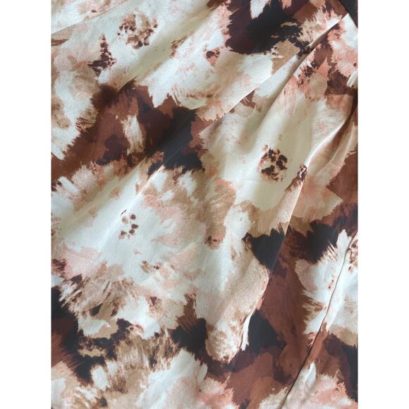 NY & Co. BLOUSE BATWING SLEEVES BROWN CREAM SZ XXL V NECK RUFFLE AESTHETIC CORE - Picture 7 of 16